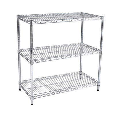 Factory Supply Chrome Stainless Steel Houseware Storage 3 Layer Wire Shelf Mesh Shelves For Sale