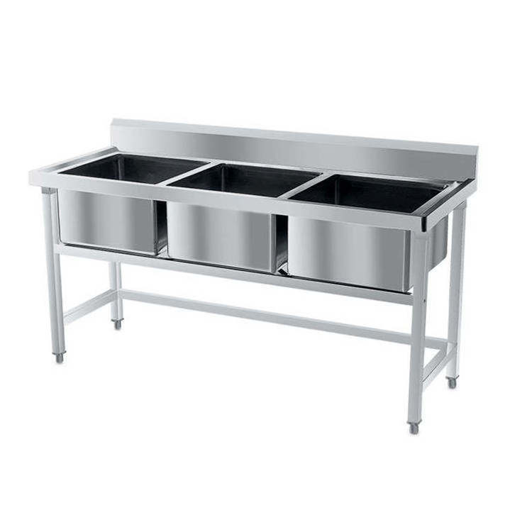 Customized Stainless Steel Three Tubs 3 Bowls Wash Sink For Commercial Kitchen,Restaurant Or Hotel With Wholesale Price