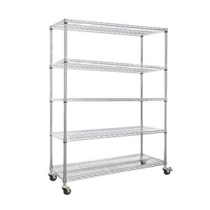 Detachable heavy duty warehouse pick succulents chrome shelving stainless steel wire shelf with wheels