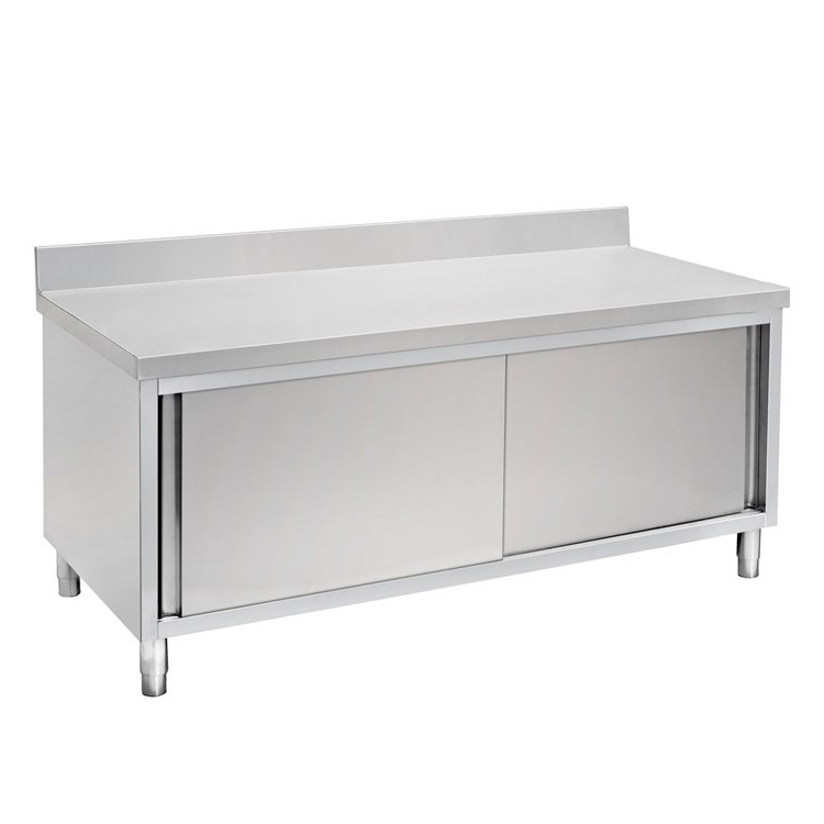 Malaysia Food Prep Stainless Steel Work Table Cabinet Counter with Door/Metal Bench Cabinet & Dish Storage Cabinet Factory