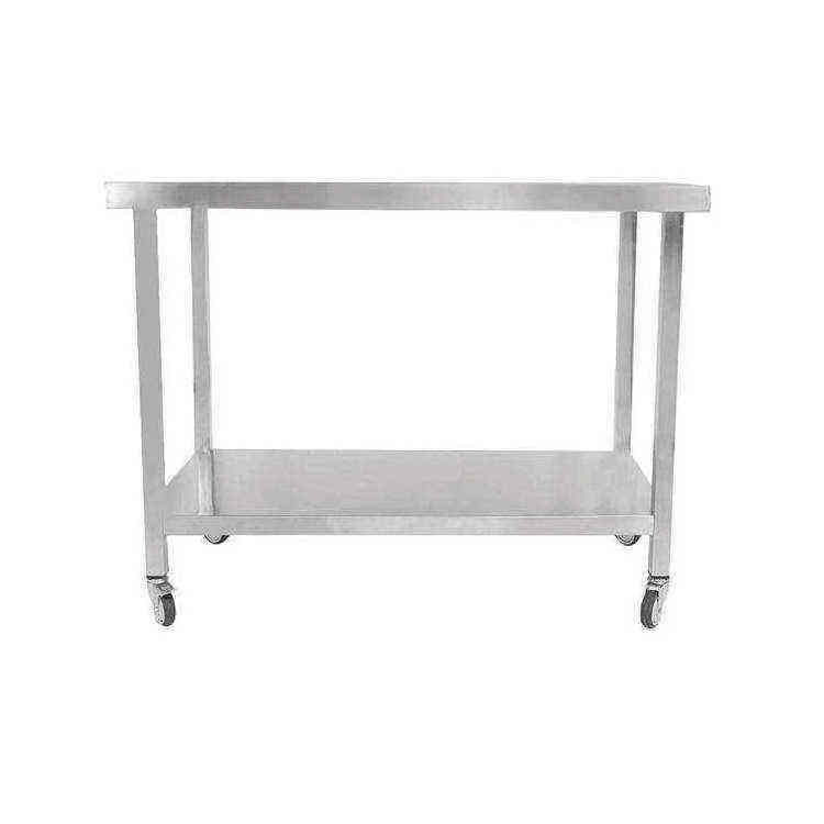 Customized stainless steel workbench with wheels square tube double stainless steel working table