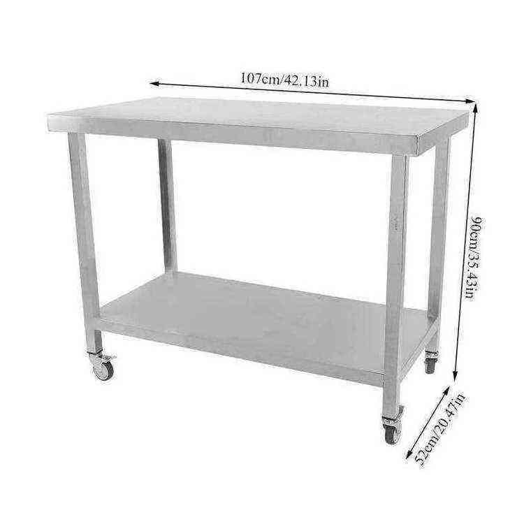 Customized stainless steel workbench with wheels square tube double stainless steel working table