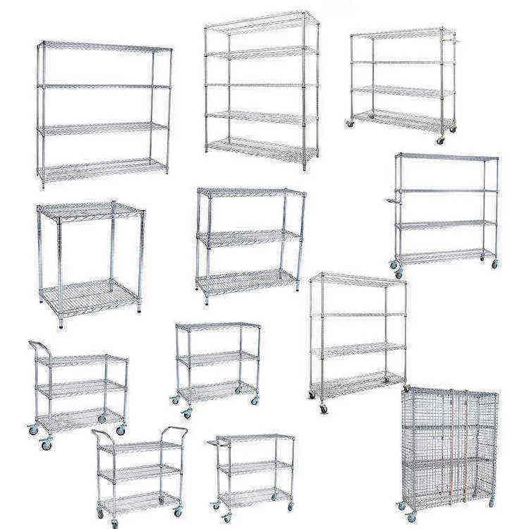 Detachable heavy duty warehouse pick succulents chrome shelving stainless steel wire shelf with wheels