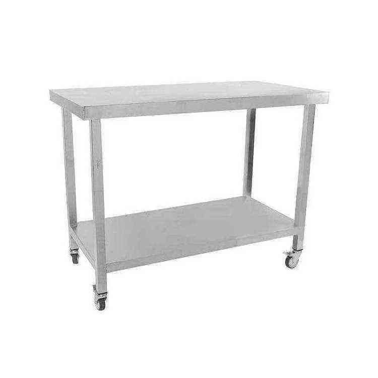 Customized stainless steel workbench with wheels square tube double stainless steel working table