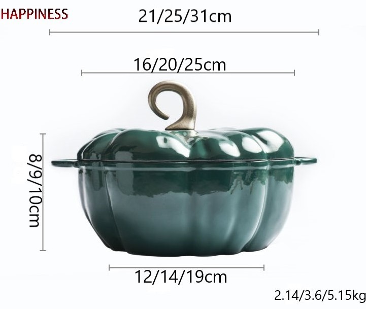 Low MOQ Cast Iron Cookware Stock Pot Enamel Saucepan Halloween Pumpkin Pot For OEM