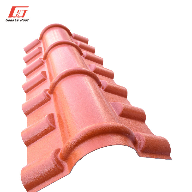 ridge tile of Synthetic resin tile accessories heat insulation roofing sheet Spainsh tile 10 years color guarantee spanish sheet