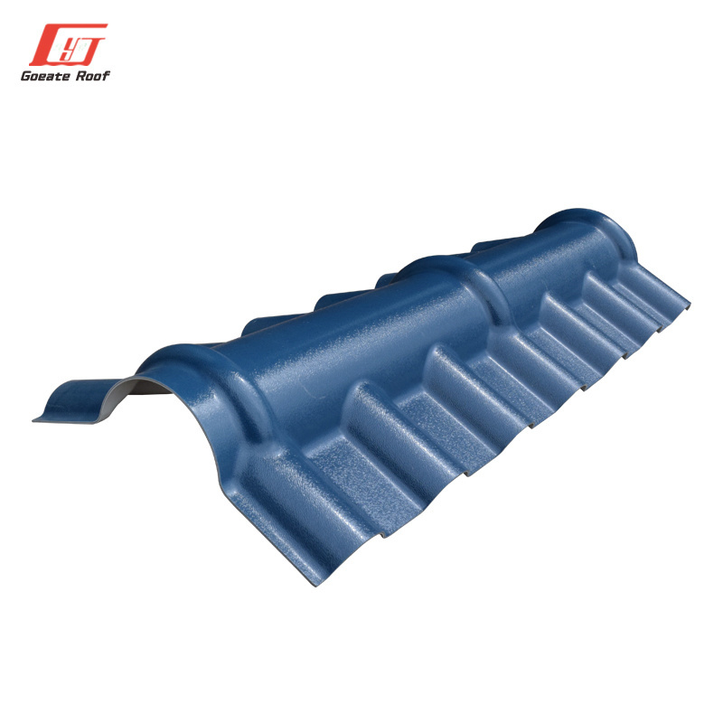 ridge tile of Synthetic resin tile accessories heat insulation roofing sheet Spainsh tile 10 years color guarantee spanish sheet