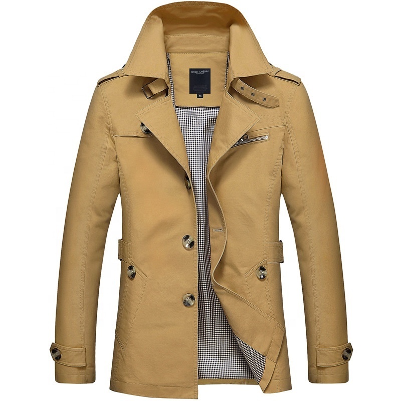 Men Jacket Coat Long Section Fashion Trench Coat Men windbreaker Washed Casual Fit Overcoat Jacket Outerwear Large size