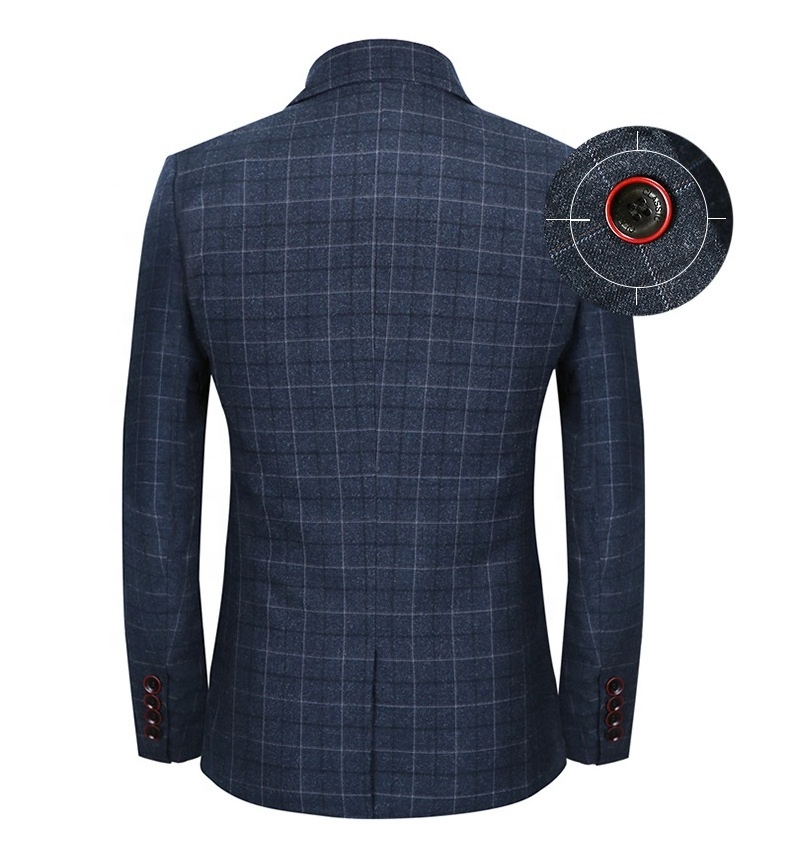 2021 Men Plaid Suits 3 Pieces Blazer Vest Pants Set Single Breasted Formal Wedding Business Men's Suits for Men