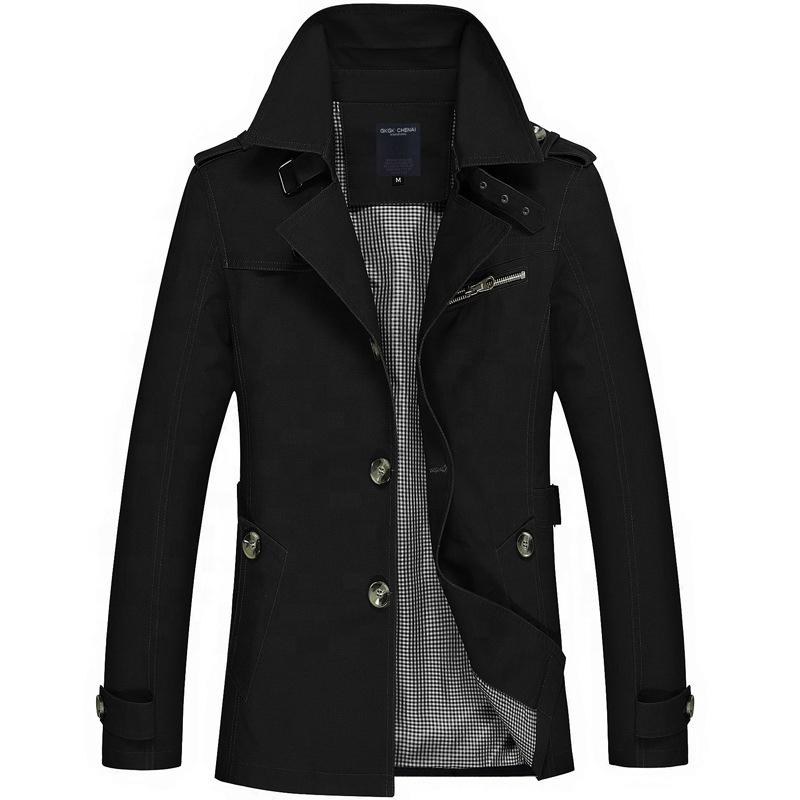 Men Jacket Coat Long Section Fashion Trench Coat Men windbreaker Washed Casual Fit Overcoat Jacket Outerwear Large size