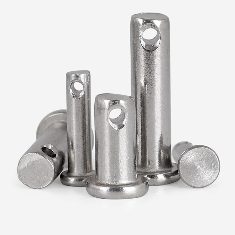 304 Pin Shaft Custom made pin head bolts stainless steel fasteners M6 M8 M10 M12 Shaft Flat Head Pins with Hole