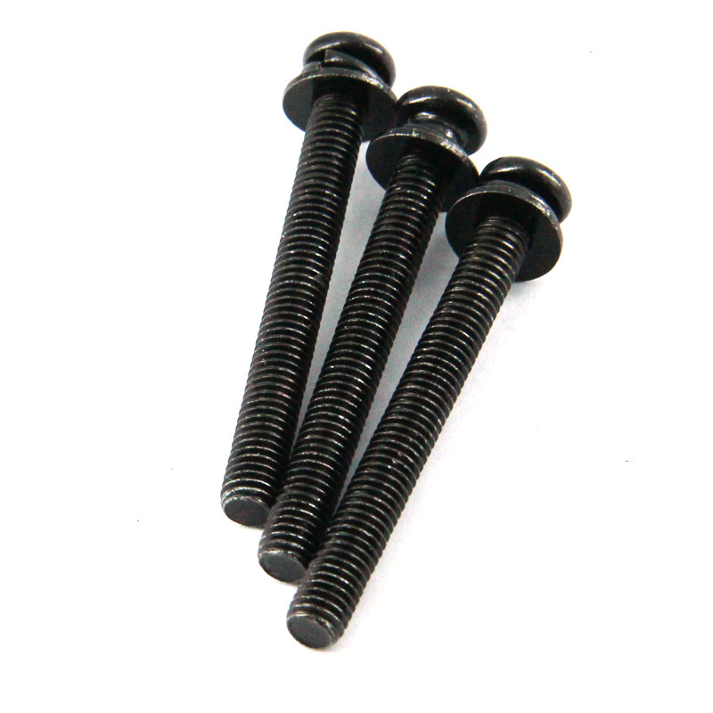 Black round head three-combination 8-level 8 screw element disc round head cross screw round head with flat washer