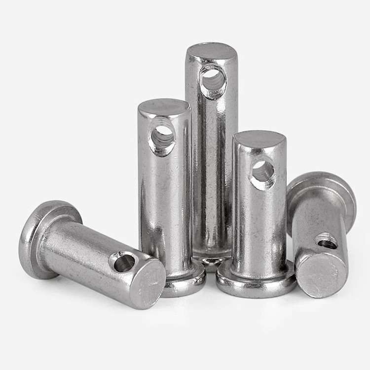 304 Pin Shaft Custom made pin head bolts stainless steel fasteners M6 M8 M10 M12 Shaft Flat Head Pins with Hole