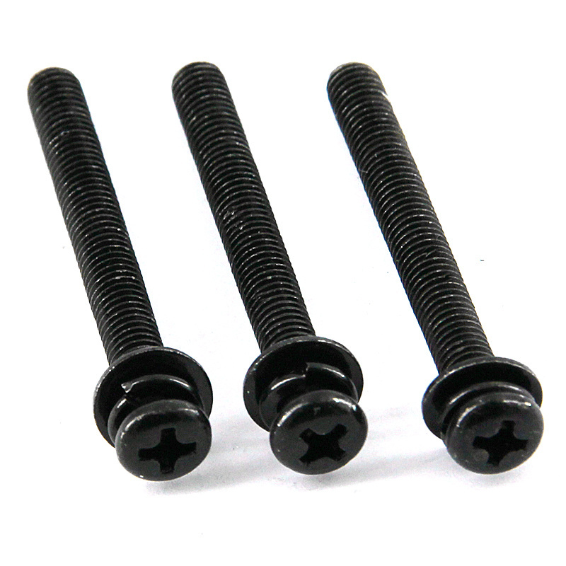 Black round head three-combination 8-level 8 screw element disc round head cross screw round head with flat washer