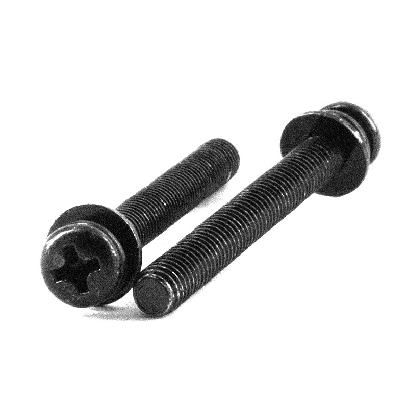 Black round head three-combination 8-level 8 screw element disc round head cross screw round head with flat washer