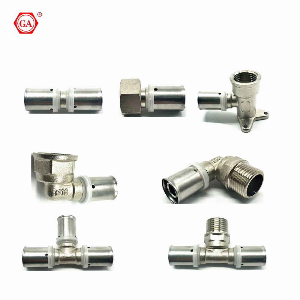 GA Factory Brass Press Pipe Fittings Female Socket for Pex And Floor Heating Pipe