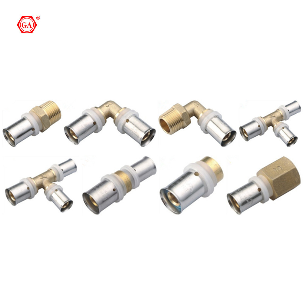 GA Factory Brass Press Pipe Fittings Female Socket for Pex And Floor Heating Pipe