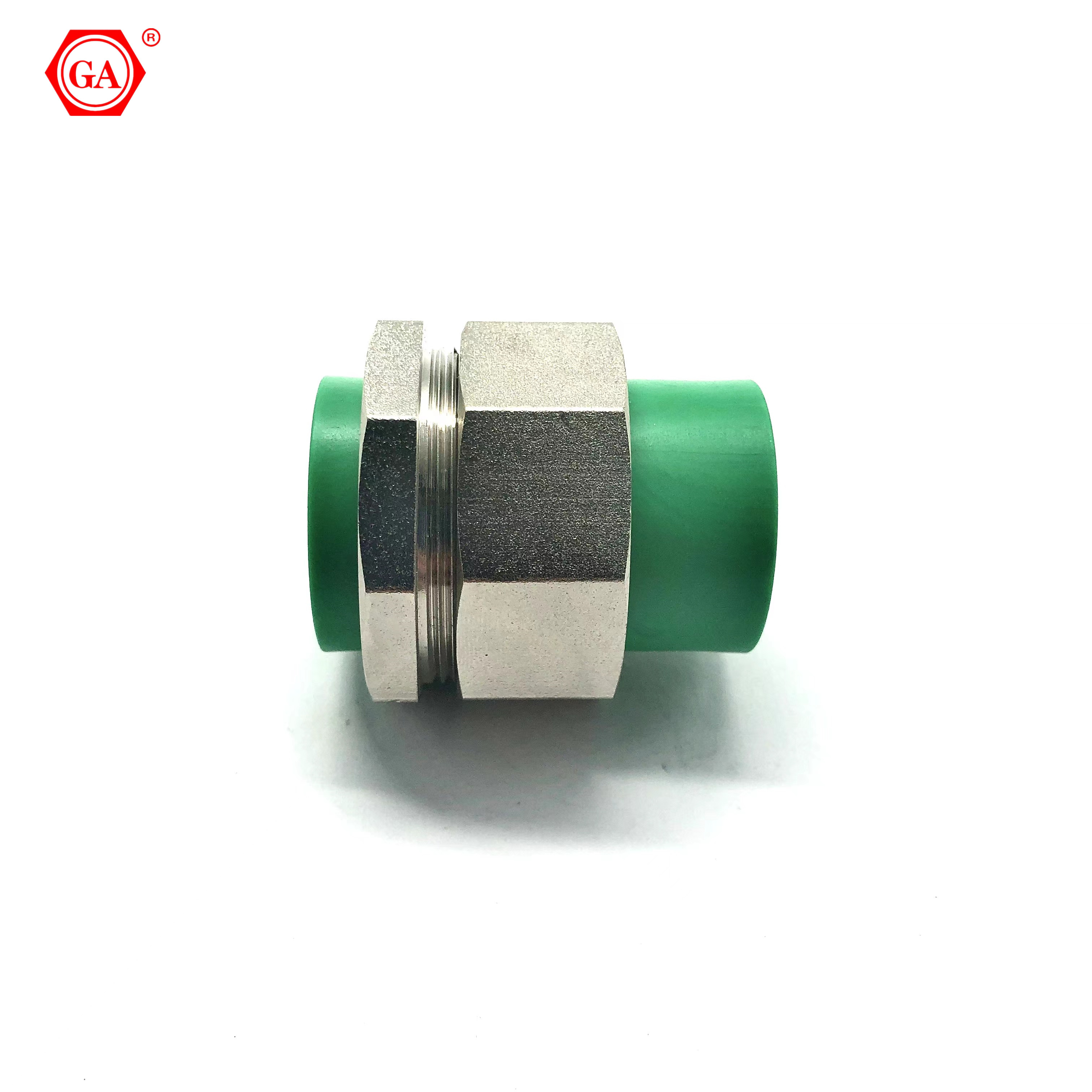 GA factory ppr fittings union brass union for ppr pipes 20 25 32 40 50 63 white green gray color