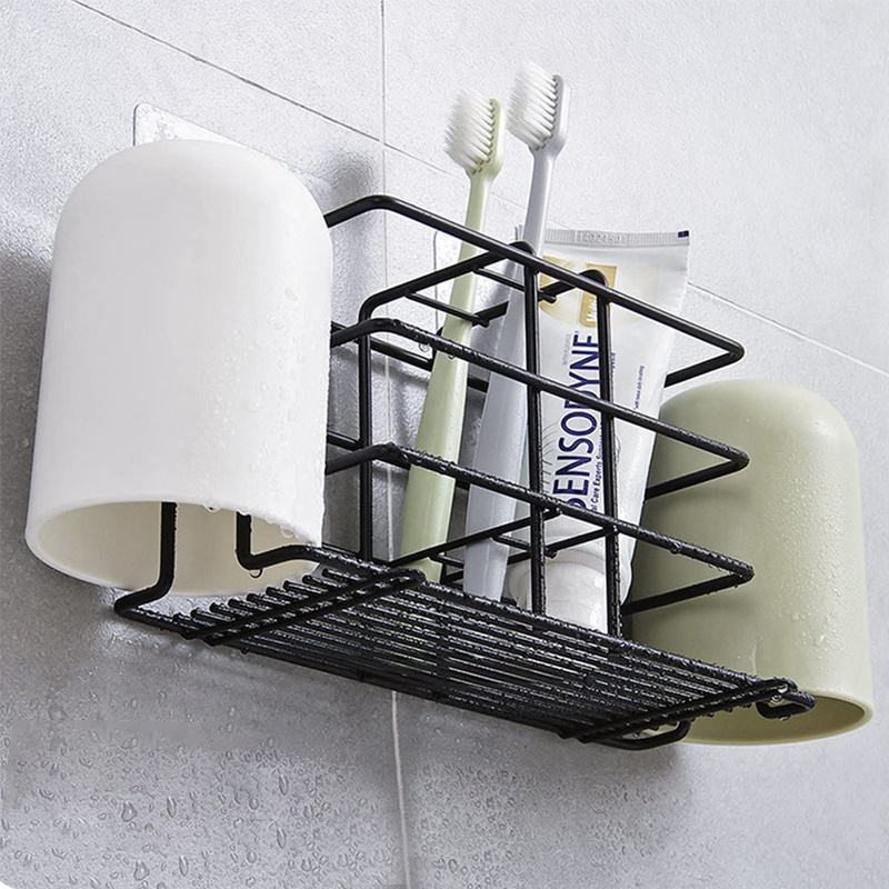 Wall Mounted Metal Wire Tooth Brush Holder Stainless Steel Toothbrush Toothpaste Holder