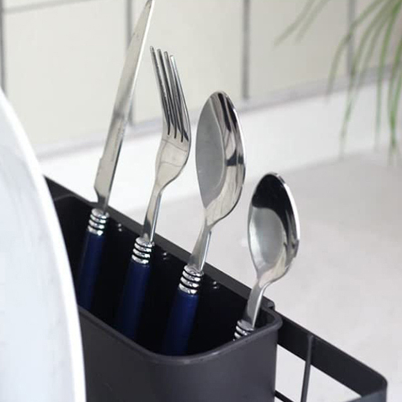 Sturdy Kitchen Stainless Steel Draining Dish Rack Small Dish Drying Rack with Utensil Holder