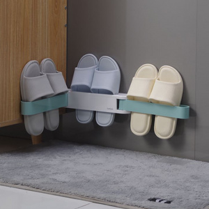 Strong Self Adhesive Hanging Shoes Rack Slippers Holder Entryway Bathroom Wall Mounted Slippers Rack