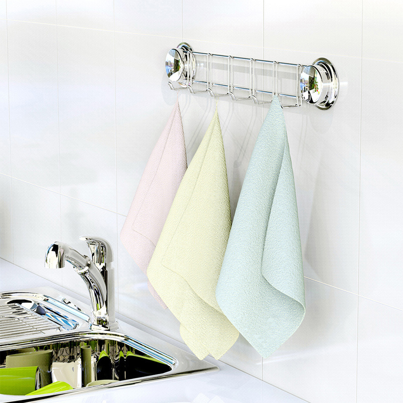 Bathroom Towel Hanging Wall Robe Hook Shower Wall Suction Clothes Hook Rack