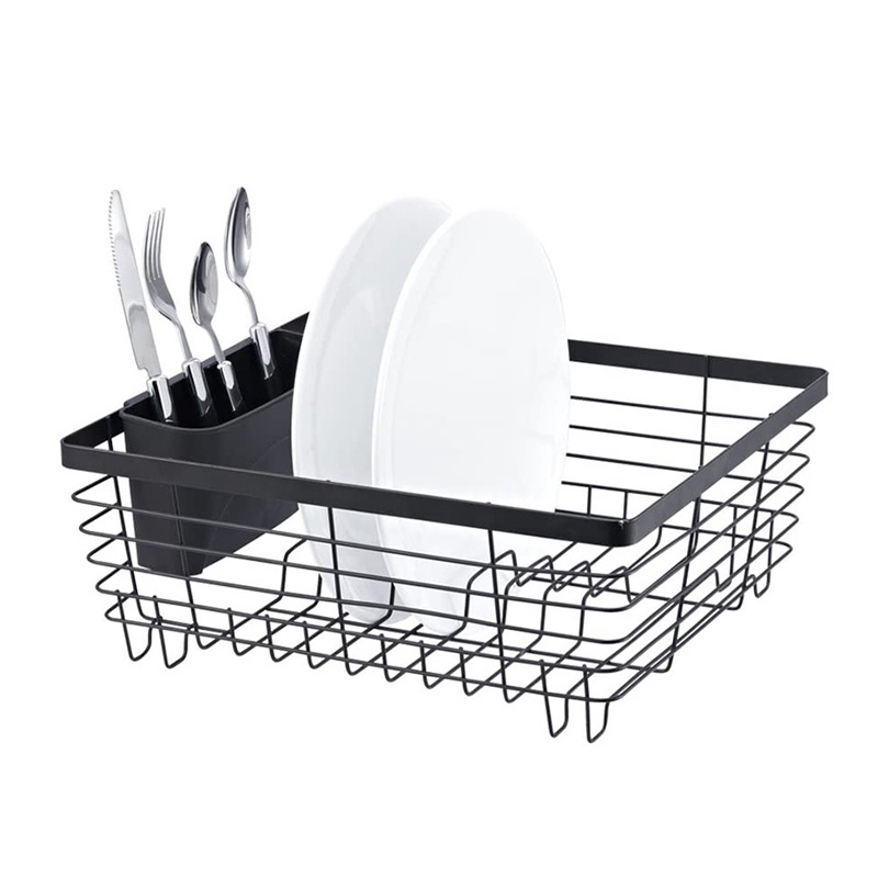 Sturdy Kitchen Stainless Steel Draining Dish Rack Small Dish Drying Rack with Utensil Holder