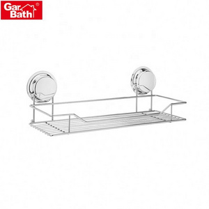 New Design Suction Cup Shower Caddy Stainless Steel Wall Metal Shampoo Rack Shelf