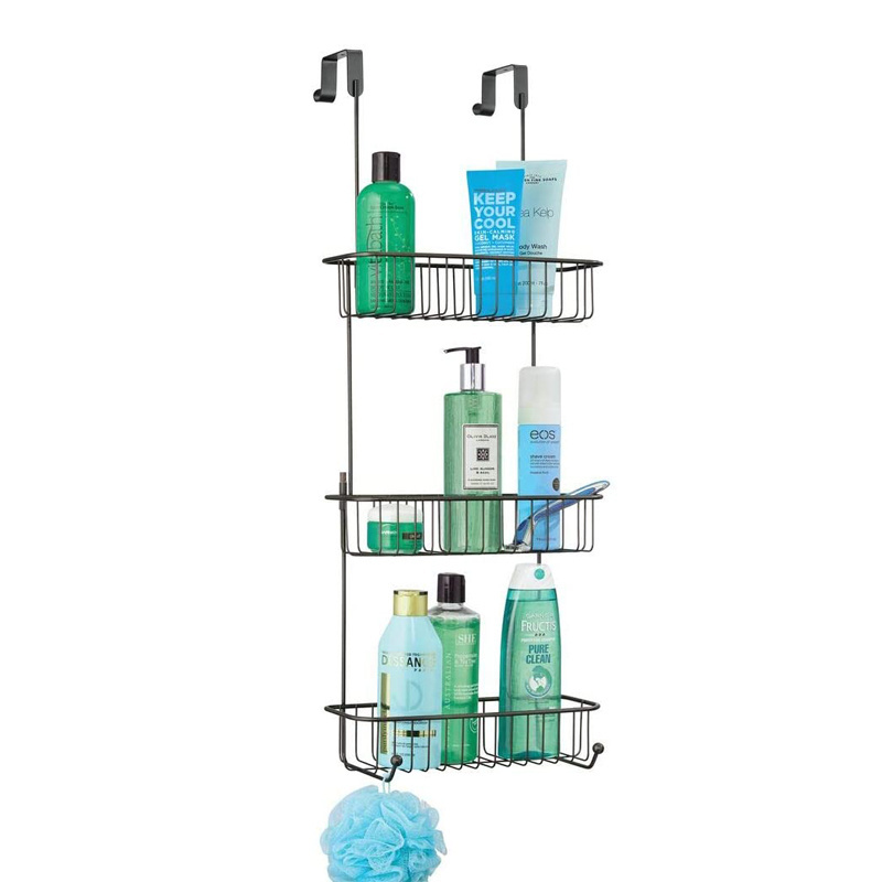 Hanging Bathroom Storage Organizer Basket Large Metal Over Shower Door Caddy for Shampoo