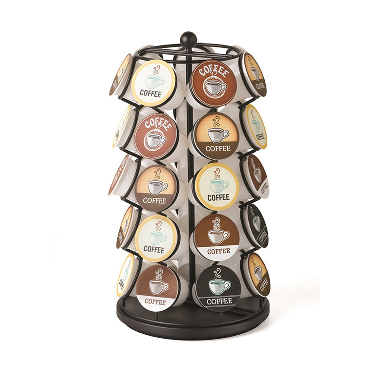 Revolving Coffee Capsule Holder Metal Coffee Pod Carousel Coffee Capsule Rack