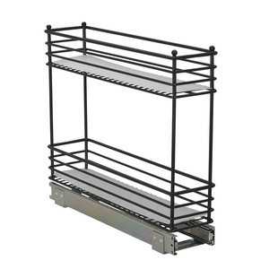 2-Tier Base Cabinet Organizer Stainless Steel Spice Basket Narrow Side Storage Shelf Drawers