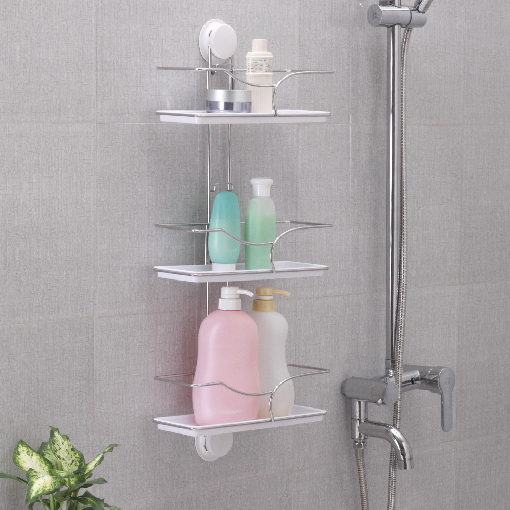 Stainless steel wall shampoo storage organizer 3 tier bathroom shower shelf