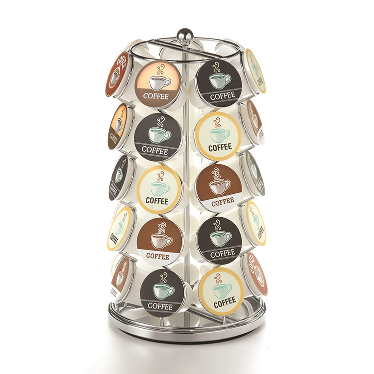 Revolving Coffee Capsule Holder Metal Coffee Pod Carousel Coffee Capsule Rack