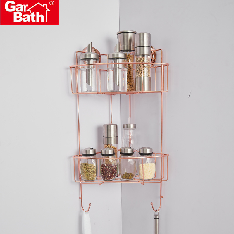 Custom Shape Metal Wire Basket 2 Tier Wall Mount Bathroom Shower Caddy Corner Shelf