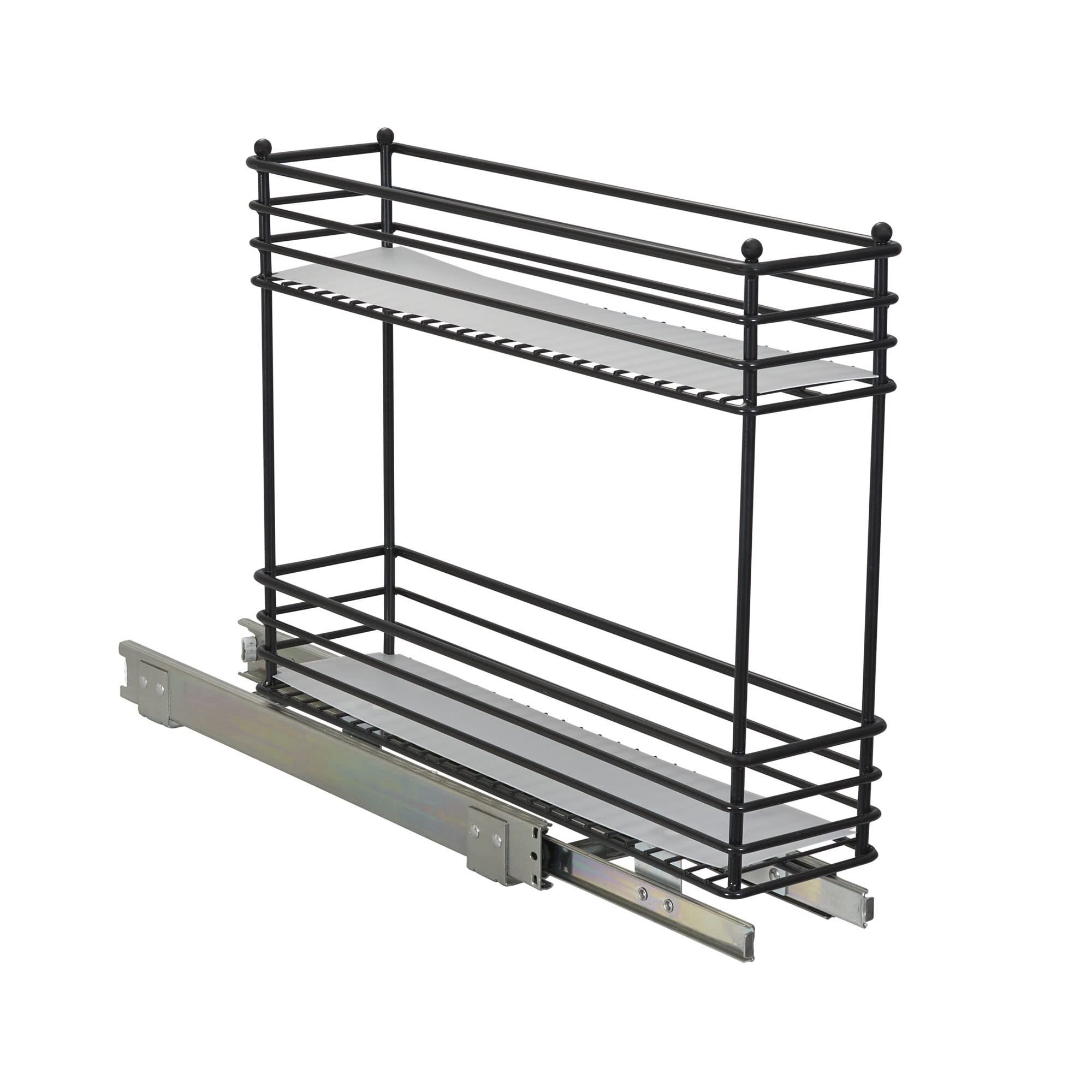 2-Tier Base Cabinet Organizer Stainless Steel Spice Basket Narrow Side Storage Shelf Drawers