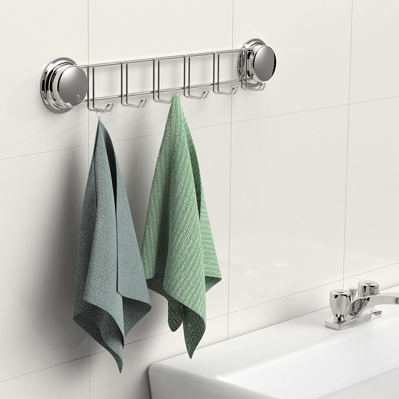 Bathroom Towel Hanging Wall Robe Hook Shower Wall Suction Clothes Hook Rack