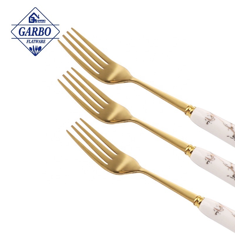 Home Dinner Marble Ceramic Flatware Set Gold Stainless Steel 24pcs Knife Fork Spoon Teaspoon Cutlery with Holder Dishwasher safe