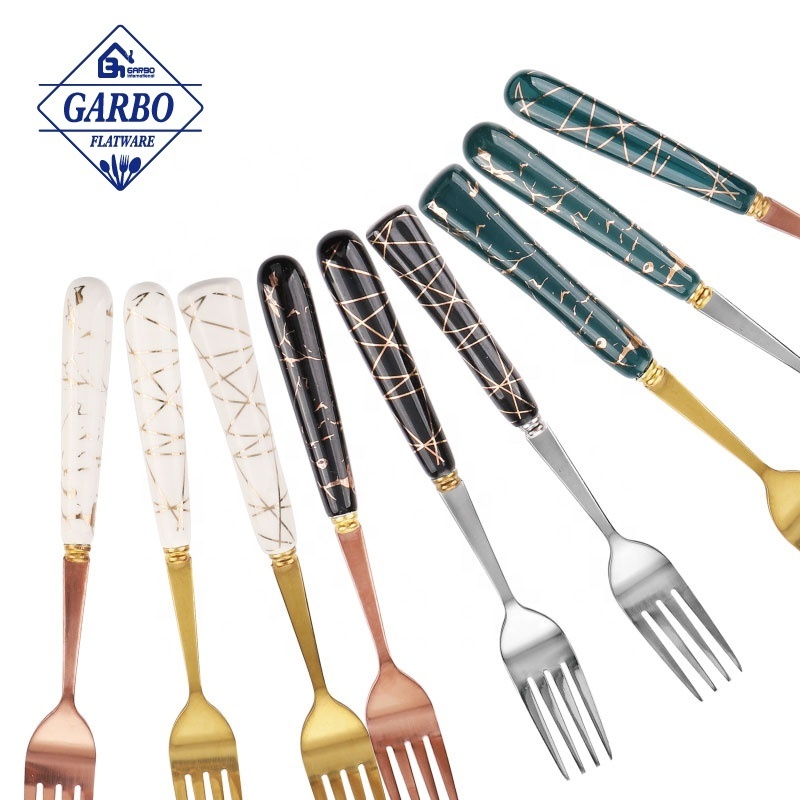 Home Dinner Marble Ceramic Flatware Set Gold Stainless Steel 24pcs Knife Fork Spoon Teaspoon Cutlery with Holder Dishwasher safe