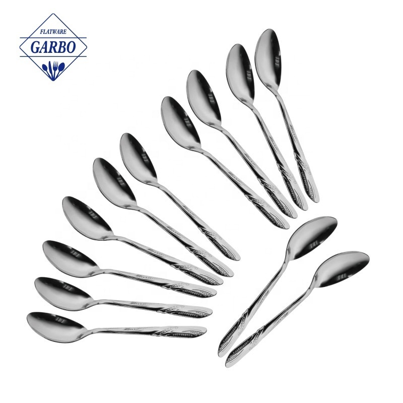 Competitive price hand polish stainless steel silver spoon set durable easy to clean 410 Stainless Steel Dinner Spoon Set