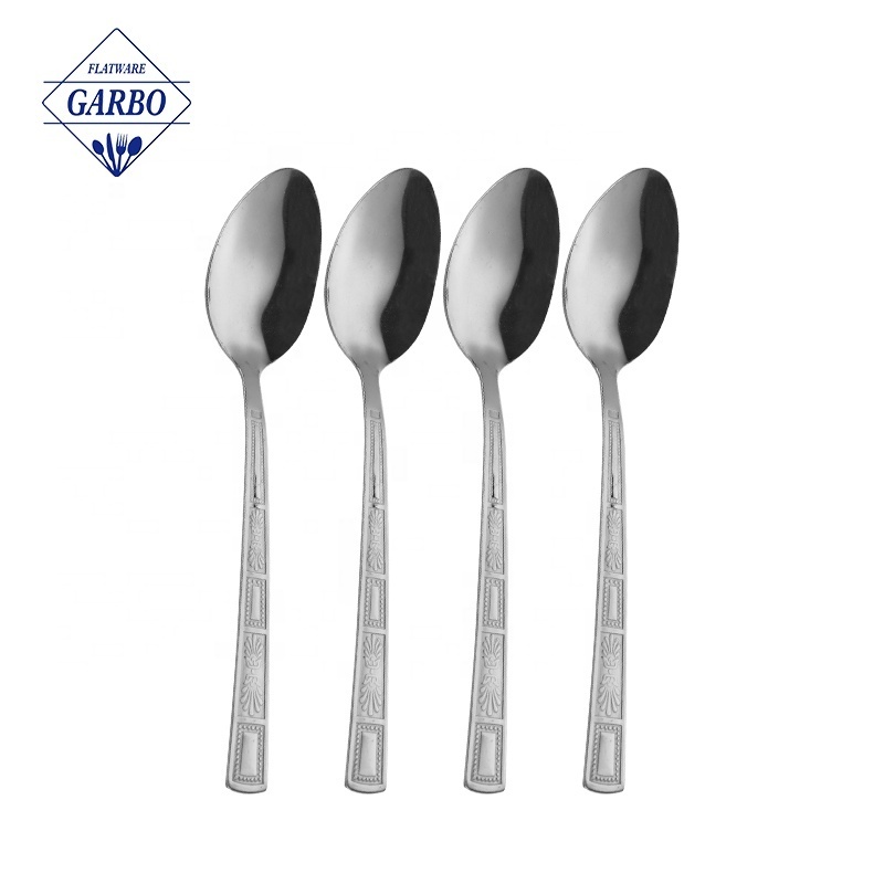 Competitive price hand polish stainless steel silver spoon set durable easy to clean 410 Stainless Steel Dinner Spoon Set