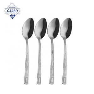 Competitive price hand polish stainless steel silver spoon set durable easy to clean 410 Stainless Steel Dinner Spoon Set