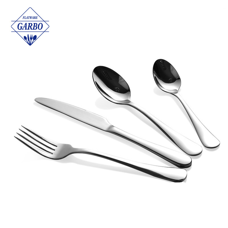 High Quality Main pain table Fork and Knife Spoon Set with mirror polish Hotel Stainless Steel Flatware with embossed handle