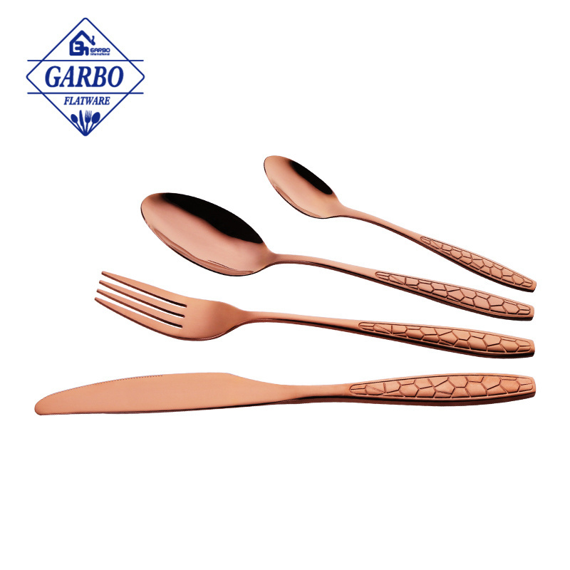 High Quality Main pain table Fork and Knife Spoon Set with mirror polish Hotel Stainless Steel Flatware with embossed handle