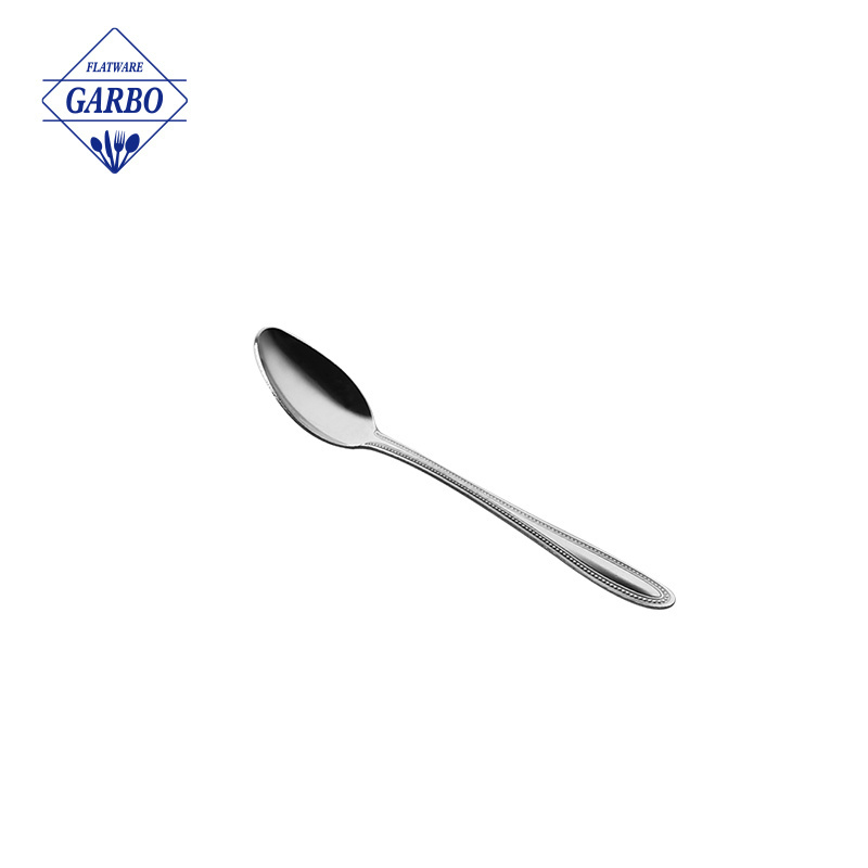 Bulk metal 410SS cheap wedding sliver forks and spoons stainless steel for dinner table spoon with bead design handle