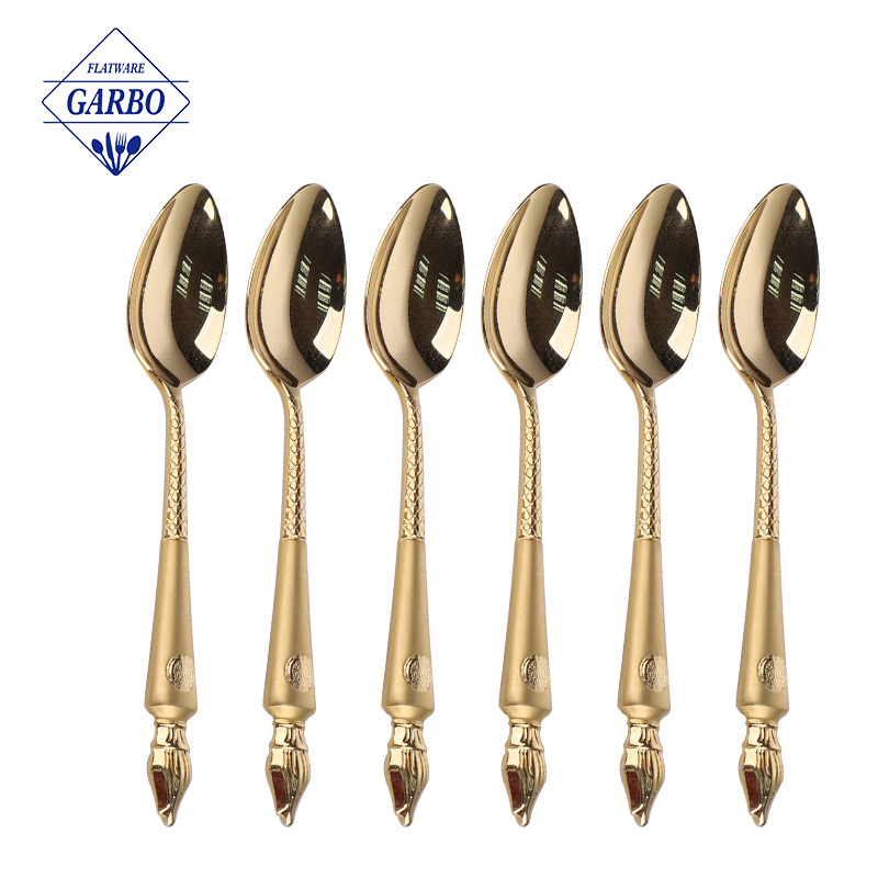 Shine golden eco-friendly 24 PCS light luxury stainless steel dinner knife fork spoon gold cutlery set