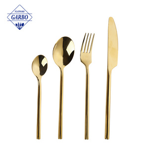 Fatima golden silverware set dinner flatware stainless steel spoon knife fork cutlery 2024 china factory manufactured 18/10 set