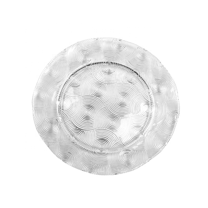 round glass tableware 5.5 inch glass fruit and dessert plate transparent glass dinner fruit dessert flat plates with embossed