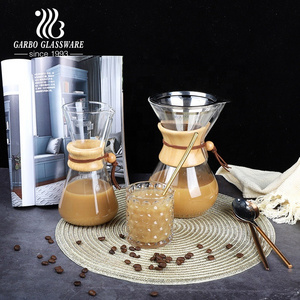 Home Use Portable Heat Resistant Borosilicate Coffee Glass Maker Glass Coffee Pot with Stainless Steel Filter