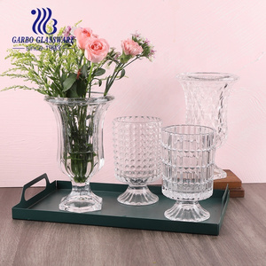 30 years glassware factory direct glass floral flower plant vase with stem for wedding home hotel indoor tabletop decoration