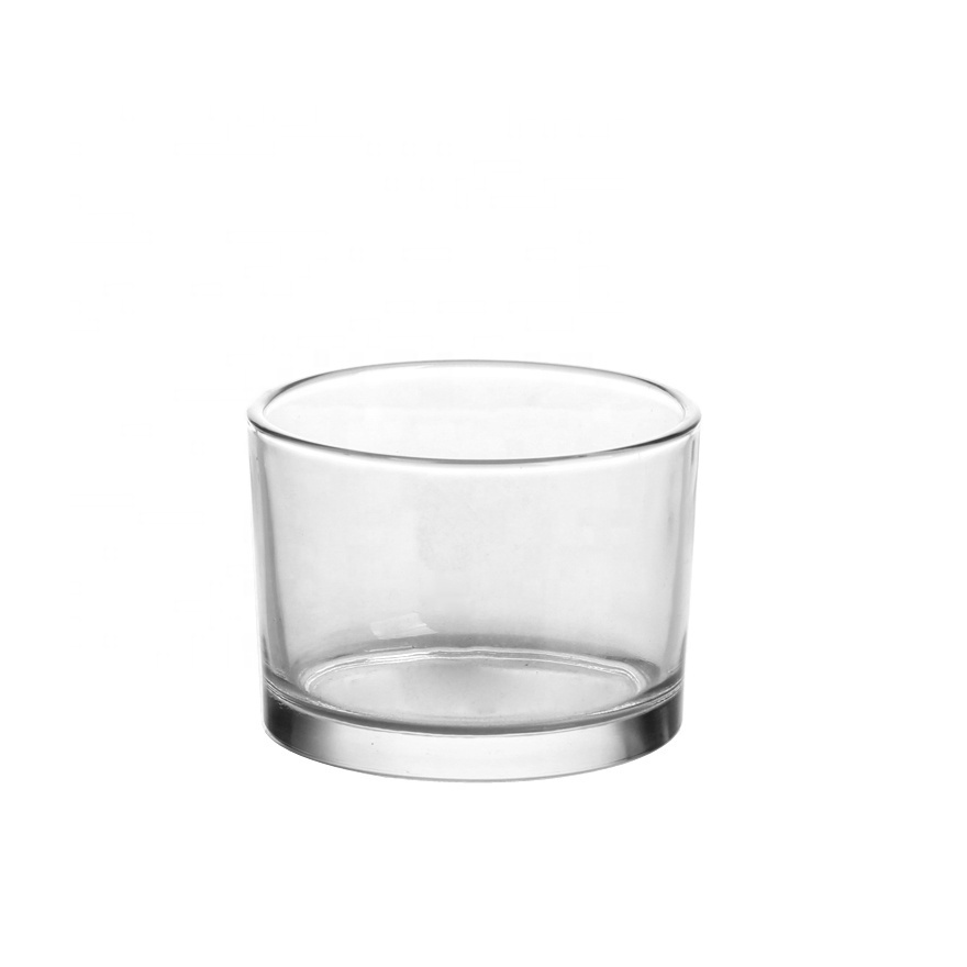 sample designs transparent hot sale home wedding candle holder clear glass round glass tealight holders cylinder candle jars